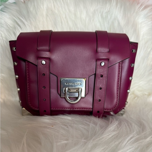 Michael Kors EUC Manhattan Garnet Leather Satchel Comfort Crossbody Strap - Picture 6 of 15